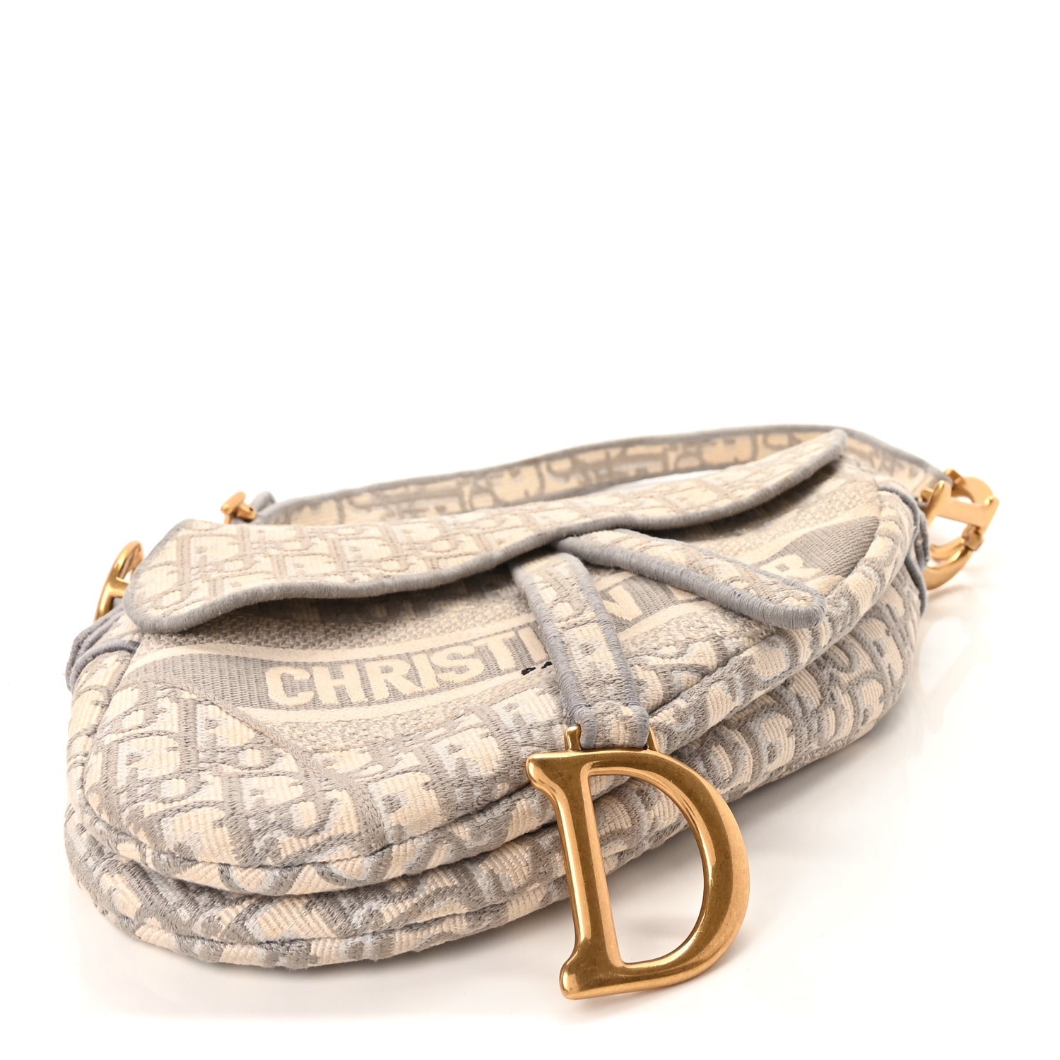 Christian Dior Oblique Embroidered Saddle Bag Gray 3 of 8