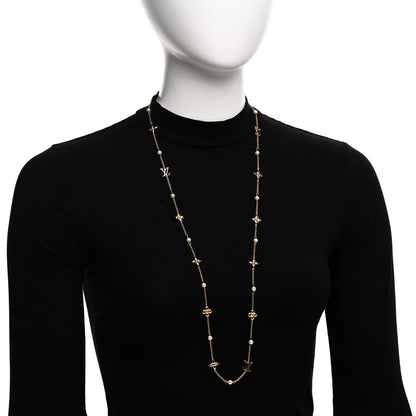 Louis Vuitton Metal Resin Louisa Long Necklace Gold White 2 of 6