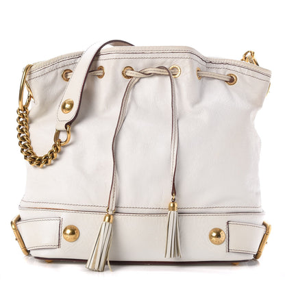 Dolce & Gabbana Calfskin Drawstring Bucket Shoulder Bag White 1 of 10