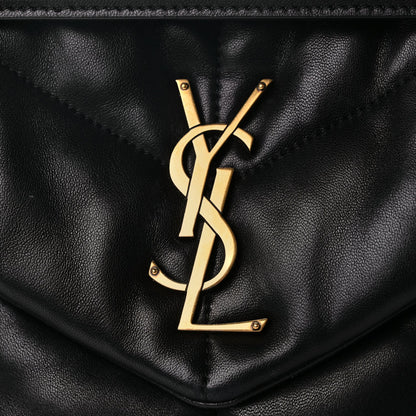 Saint Laurent Lambskin Quilted Small Loulou Puffer Monogram Chain Satchel Black 6 of 8