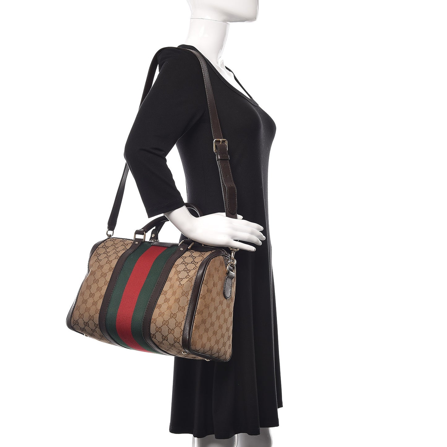 Monogram Vintage Web Medium Boston Dark Brown