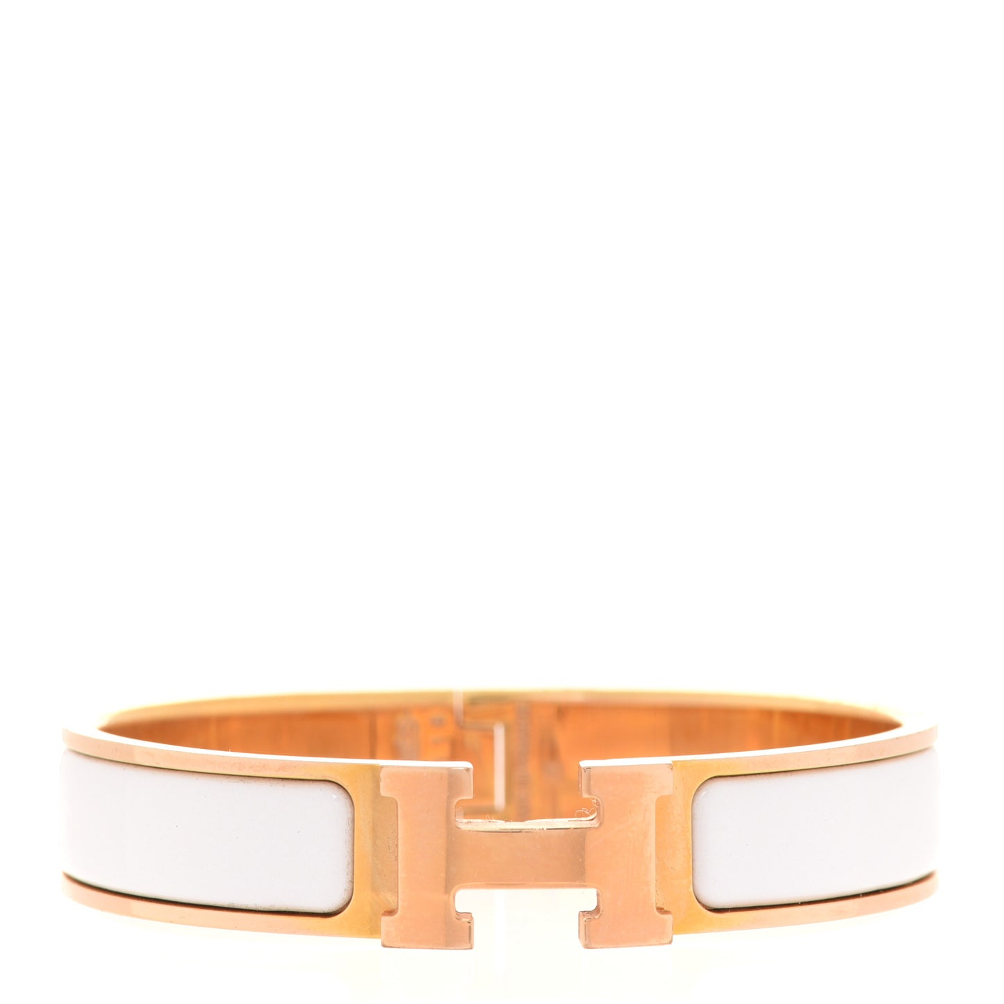 Enamel Narrow Clic Clac H Bracelet PM White