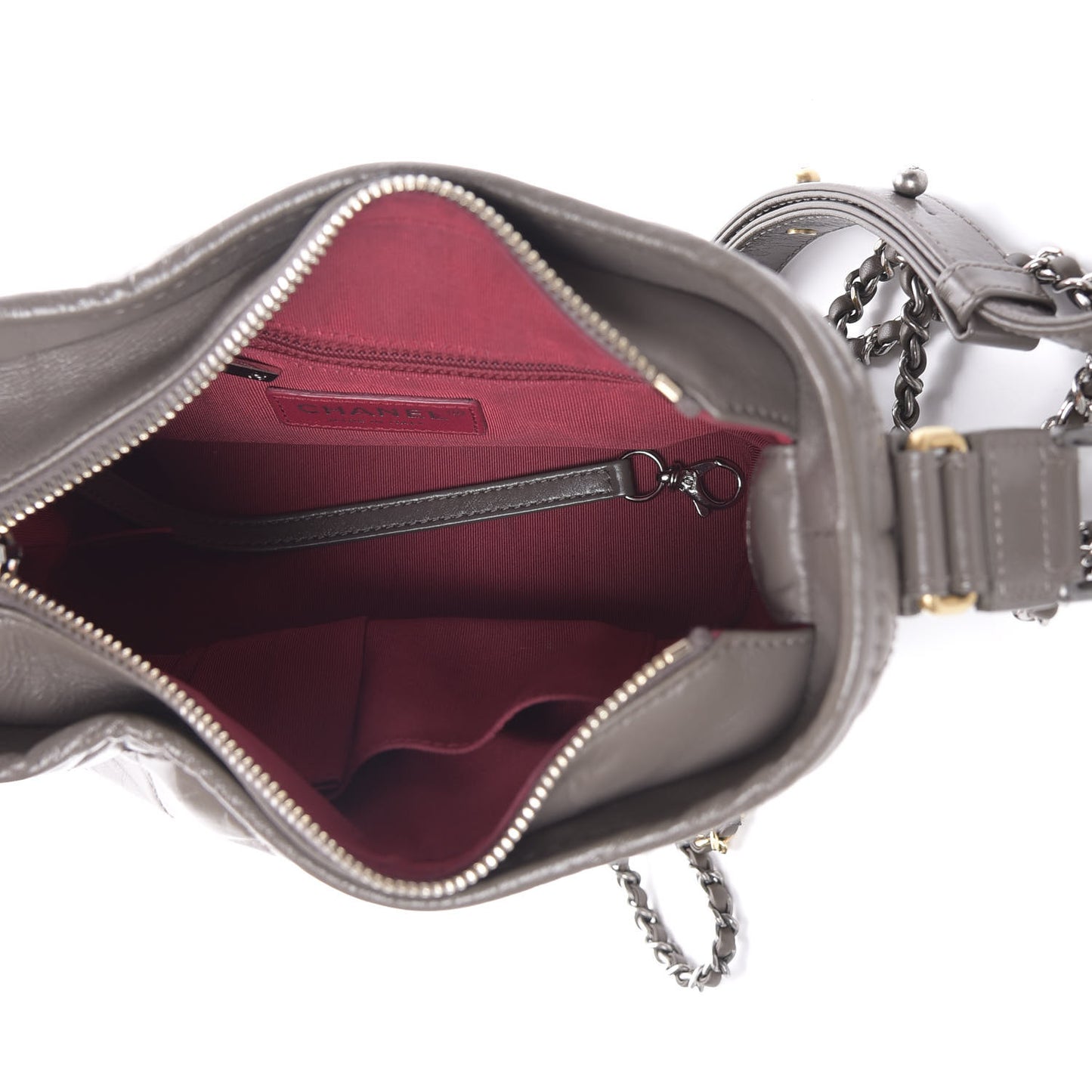 Aged Calfskin Quilted Small Gabrielle Hobo Grey