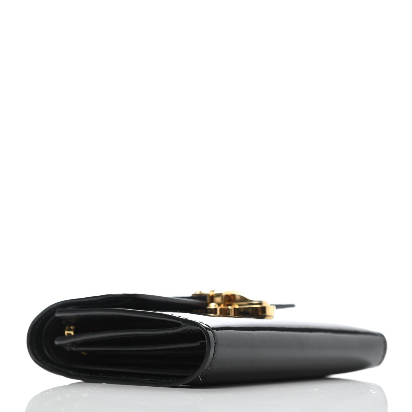 Patent Calfskin Monogram Cherrywood Compact Wallet Black