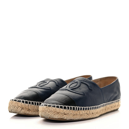 Chanel Lambskin CC Espadrilles 38 Navy Black 8 of 27