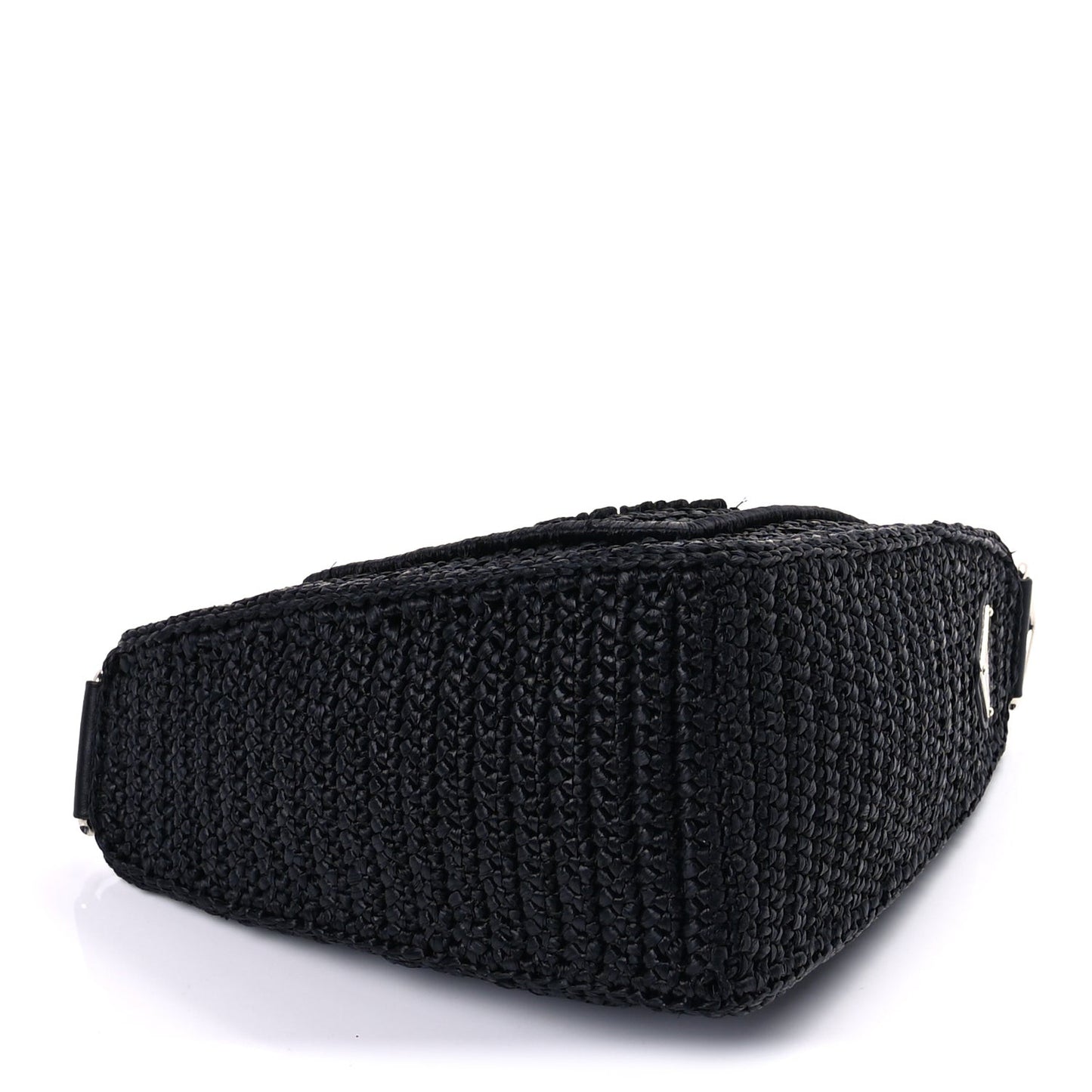Yarn Raffia Effect Crochet Triangle Shoulder Bag  Black