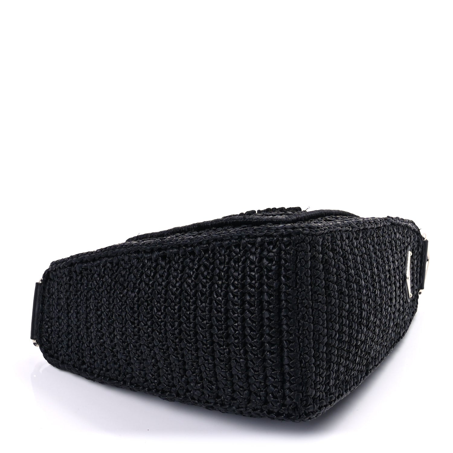 Prada Yarn Raffia Effect Crochet Triangle Shoulder Bag  Black 3 of 8