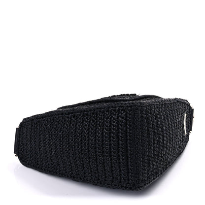 Prada Yarn Raffia Effect Crochet Triangle Shoulder Bag  Black 3 of 8
