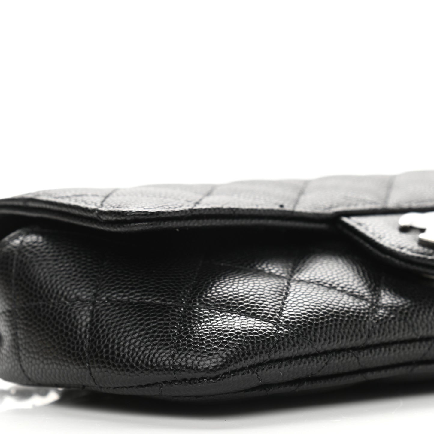 Caviar Quilted Glasses Case With Chain Black