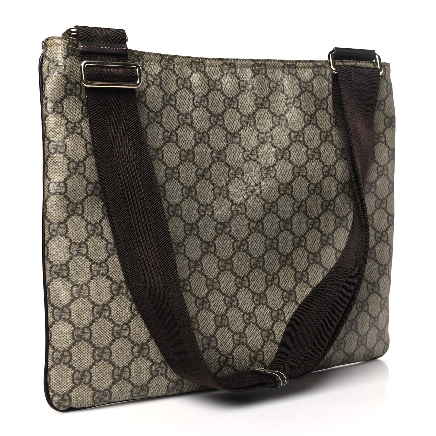 GG Supreme Monogram Medium Flat Messenger Bag Dark Brown