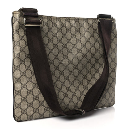 Gucci GG Supreme Monogram Medium Flat Messenger Bag Dark Brown 3 of 10