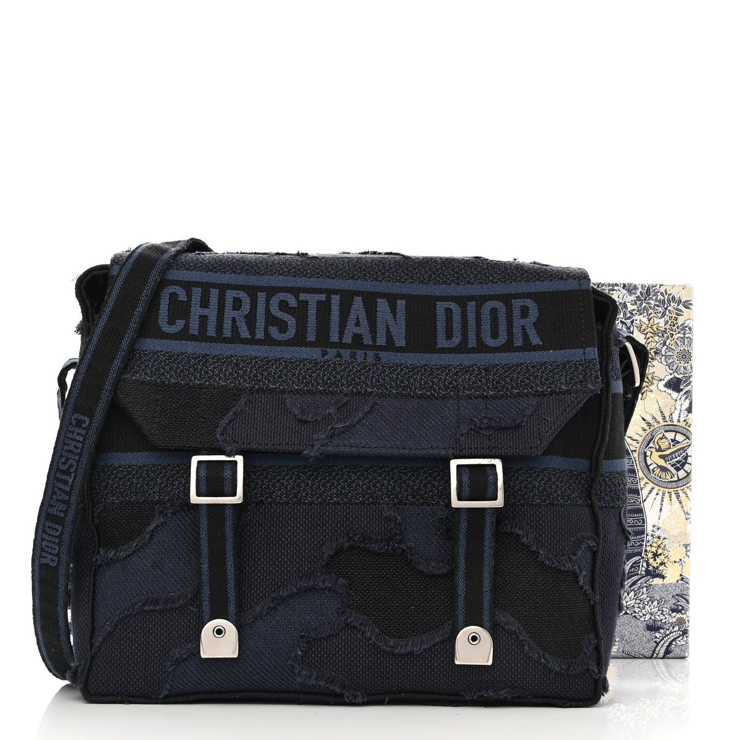 Canvas Embroidered Camouflage Diorcamp Messenger Navy