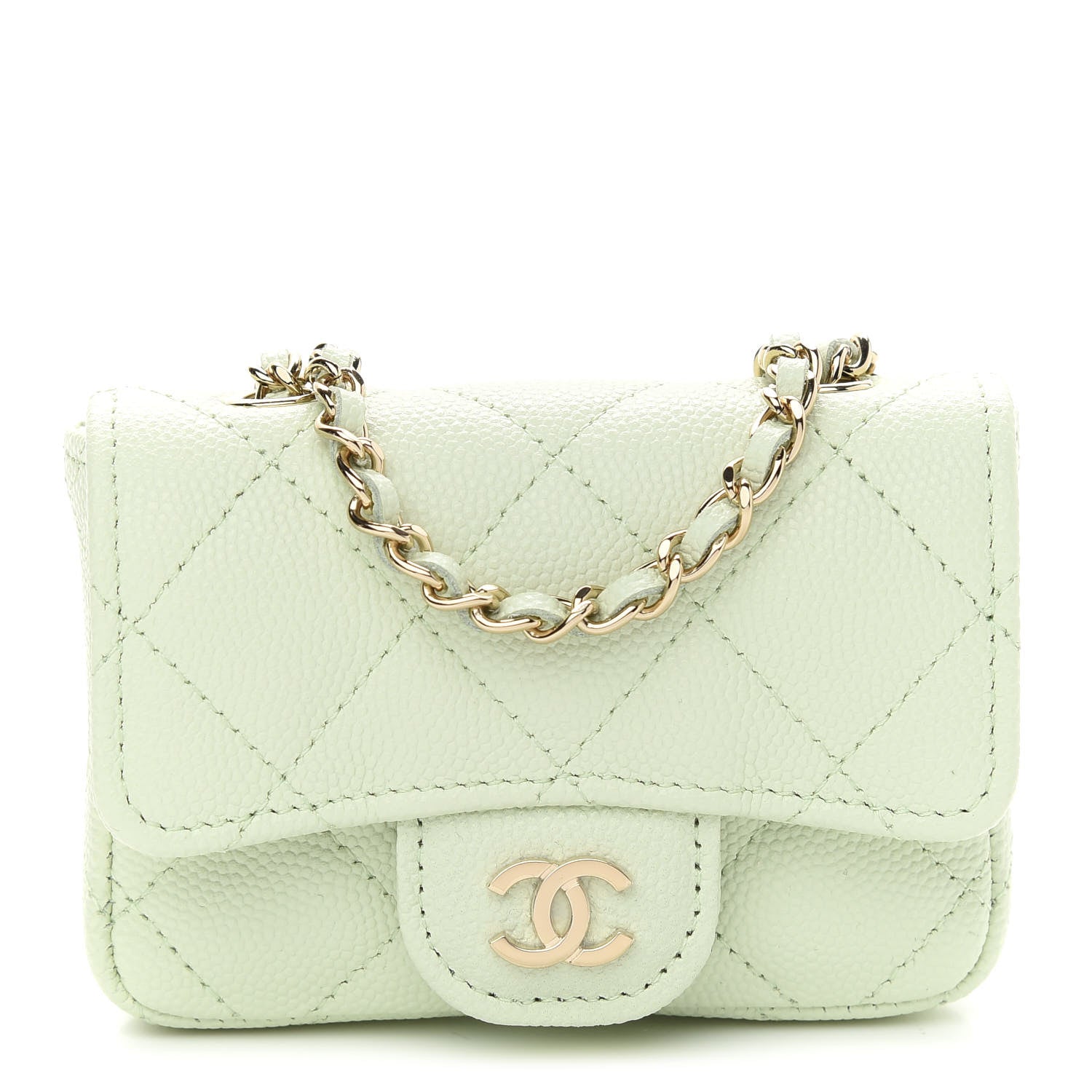Chanel Caviar Quilted Mini Chain Belt Bag Light Green 1 of 10