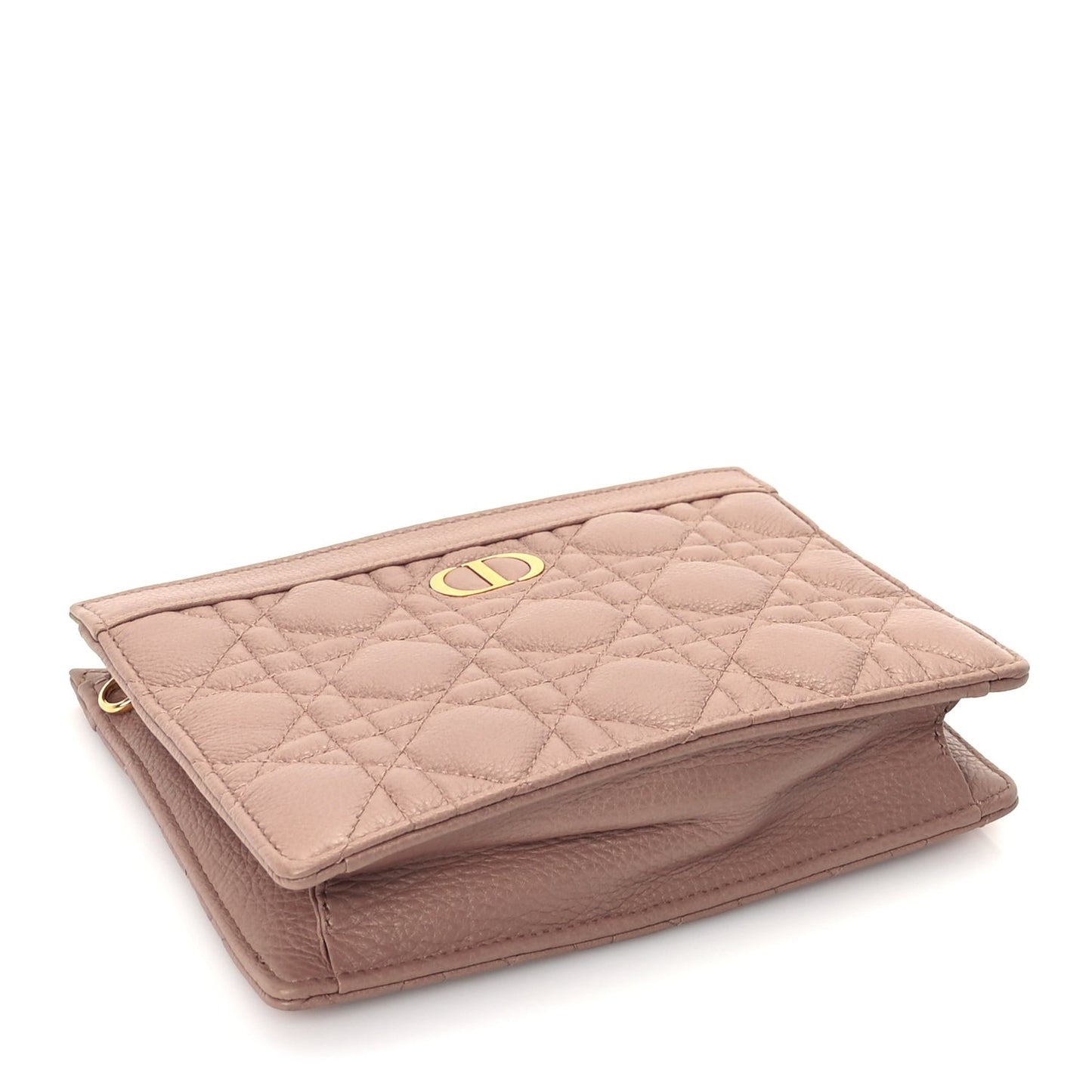 Calfskin Cannage Caro Zipped Pouch With Chain  Fard