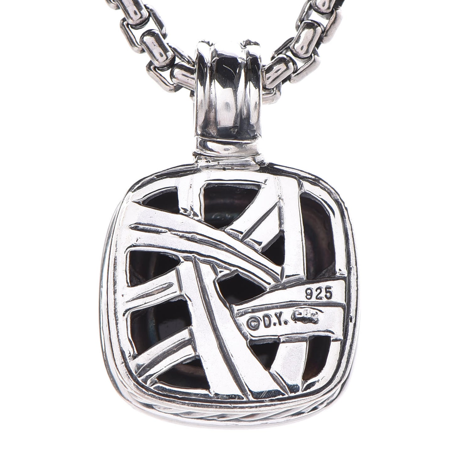 Sterling Silver Diamond Black Onyx 11mm Albion Pendant Necklace