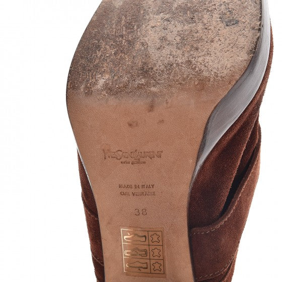 Suede Buckle Mules 38 Brown