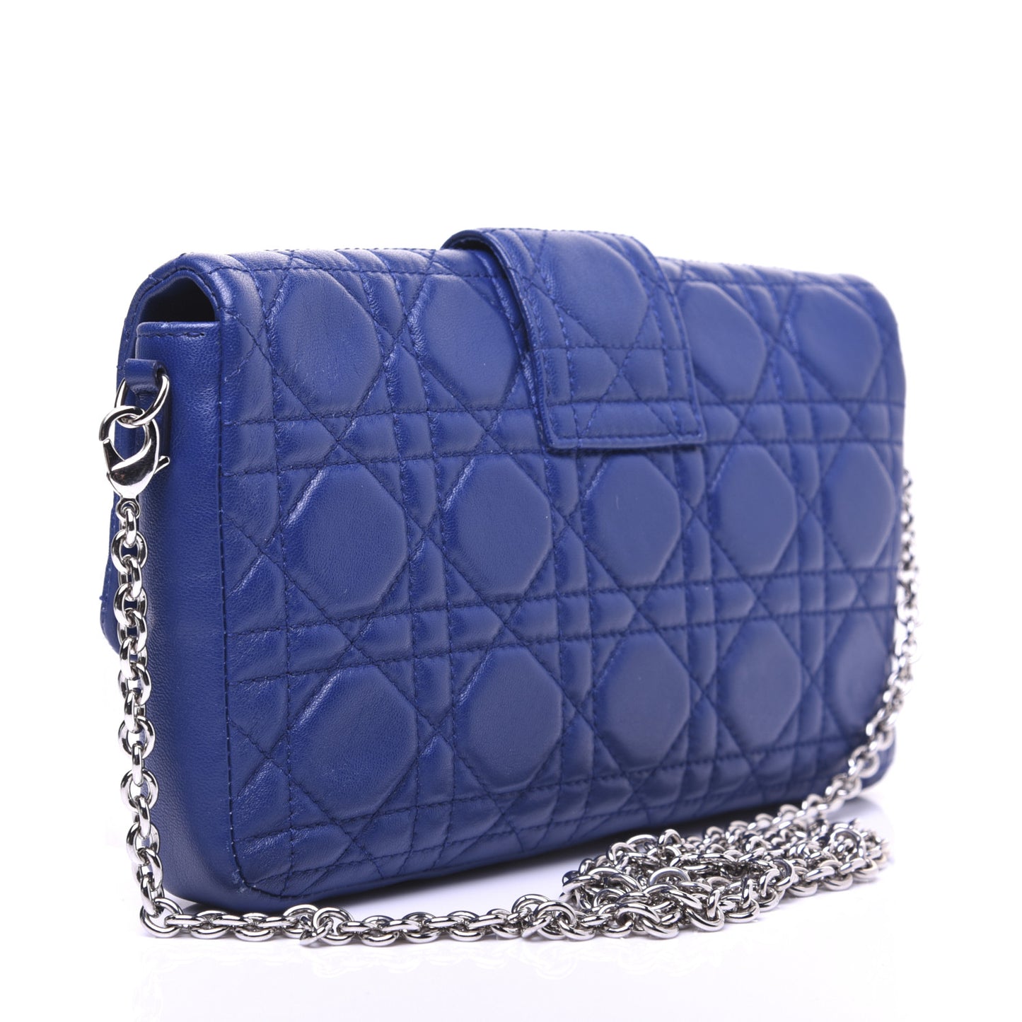 Lambskin Cannage New Lock Pouch Blue