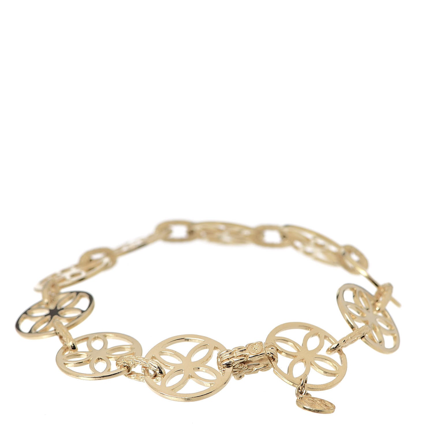 John Hardy 18K Yellow Gold Circular Floral Link Bracelet 3 of 4