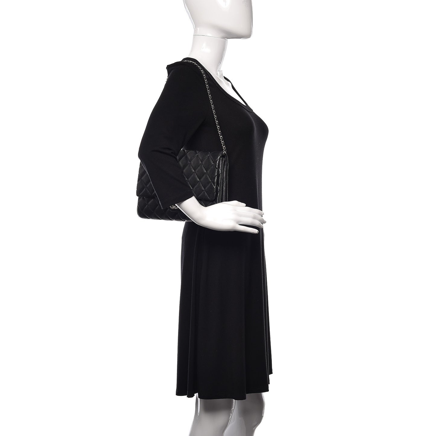 Caviar Quilted Clutch With Chain Flap Black