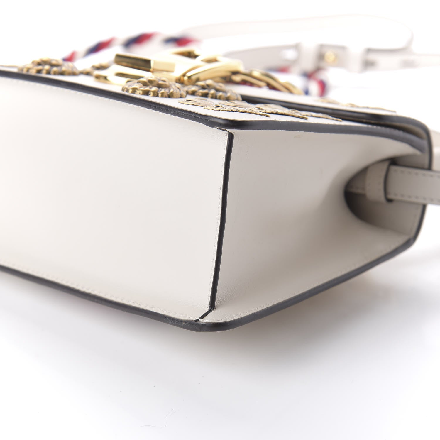 Gucci Calfskin Animal Studs Mini Sylvie Top Handle Bag White 7 of 10