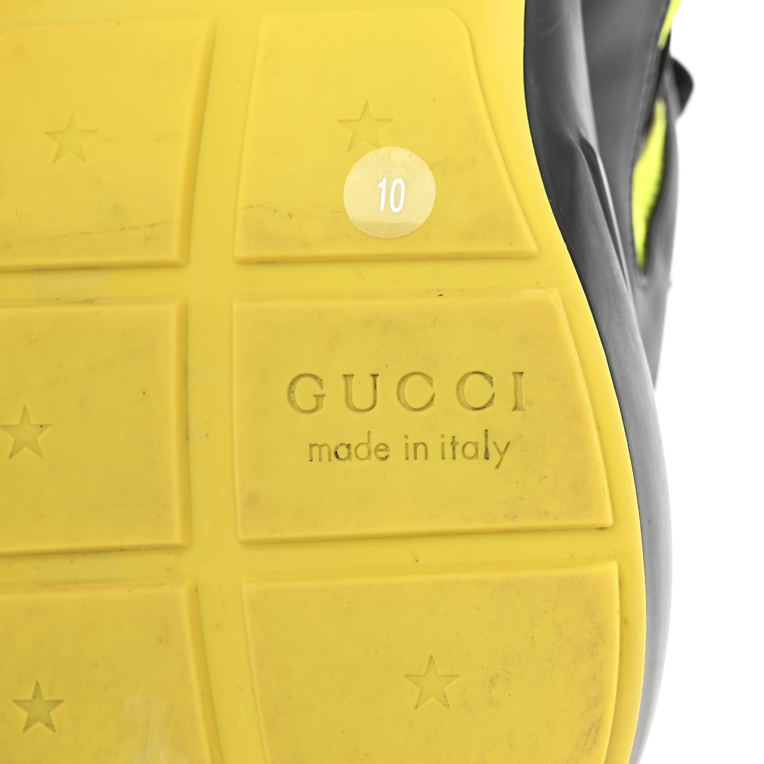 Gucci Demetra Web Mens Rhyton Cut Out Sneakers 10 Black Yellow Fluo 7 of 7