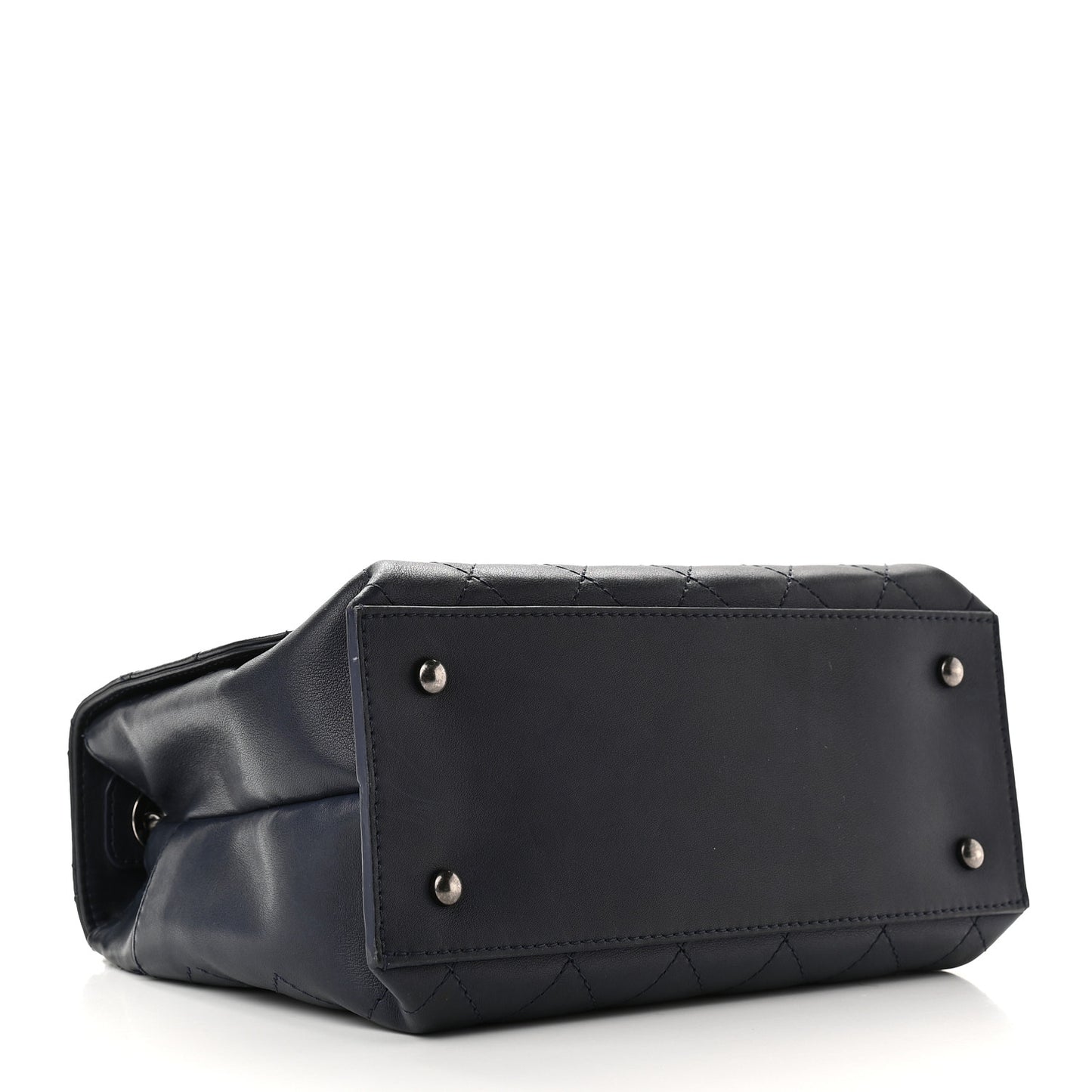 Calfskin Stitched Urban Luxury Top Handle Bag Navy