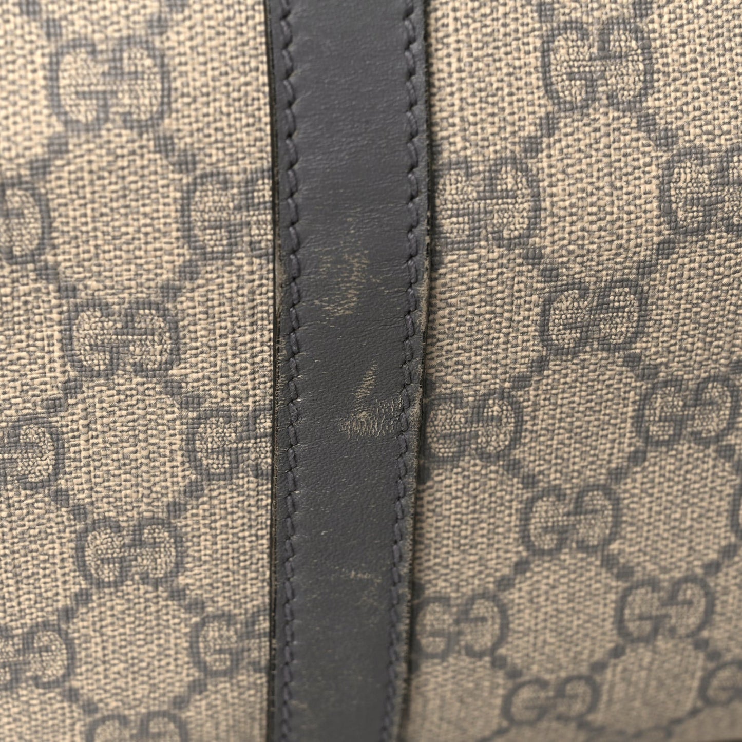 GG Supreme Monogram Selleria Calfskin Medium Carry On Duffle Bag Beige Grey