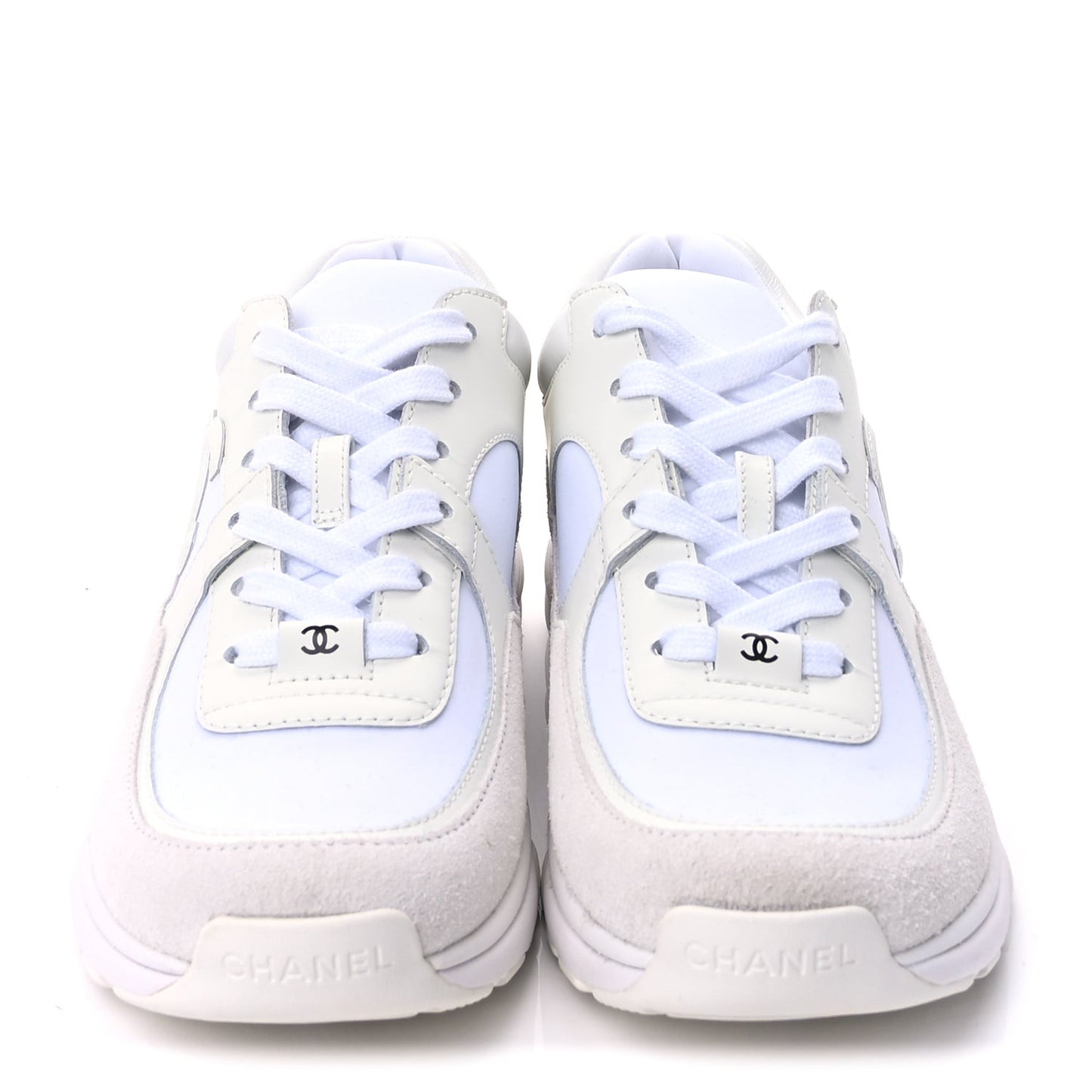 Suede Calfskin Fabric CC Sneakers 37.5 White