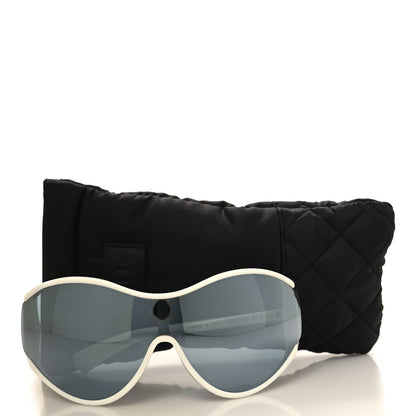 Chanel Acetate Mirror Shield Sunglasses White 7 of 7