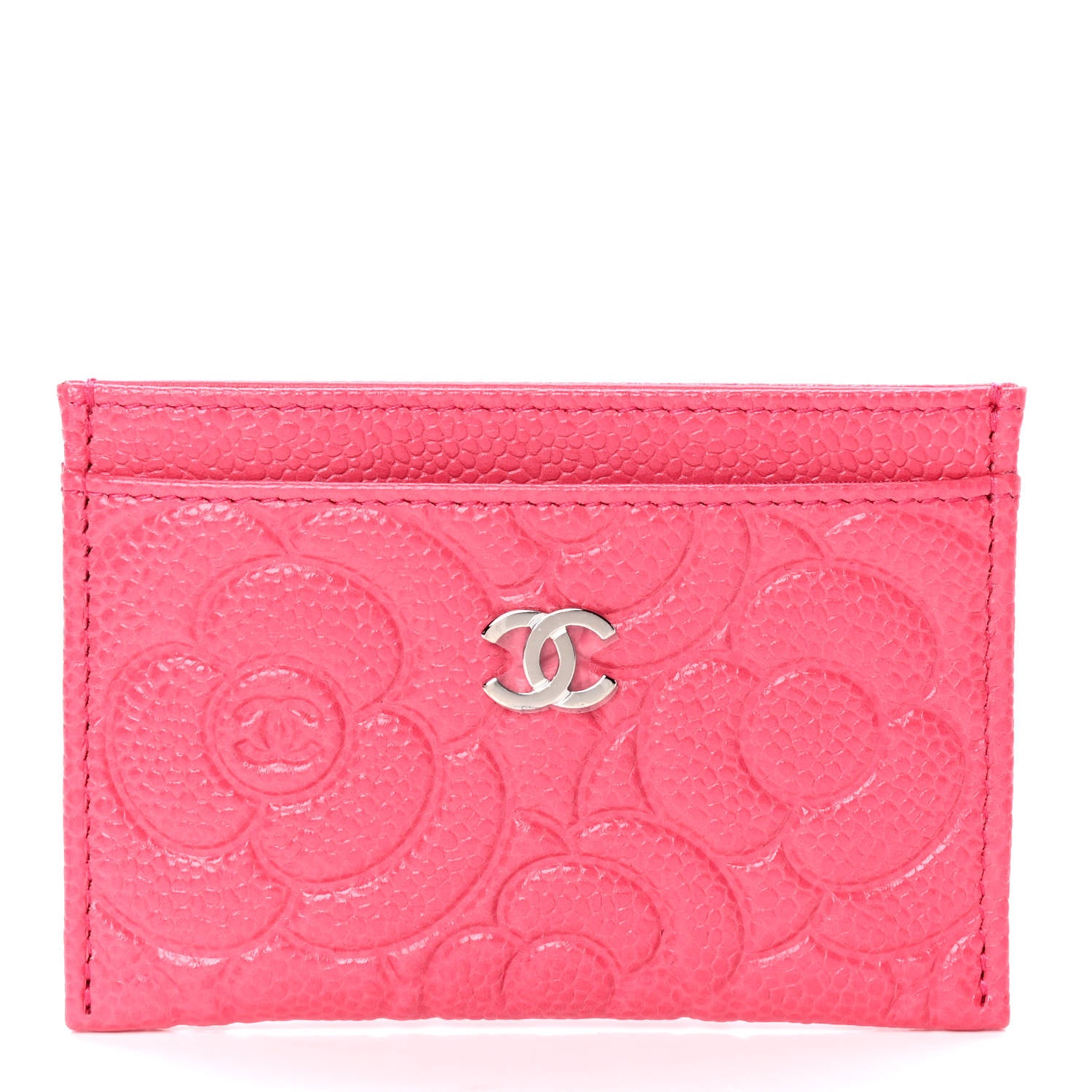 Chanel Caviar Camellia Embossed Card Holder Pink 1 of 5
