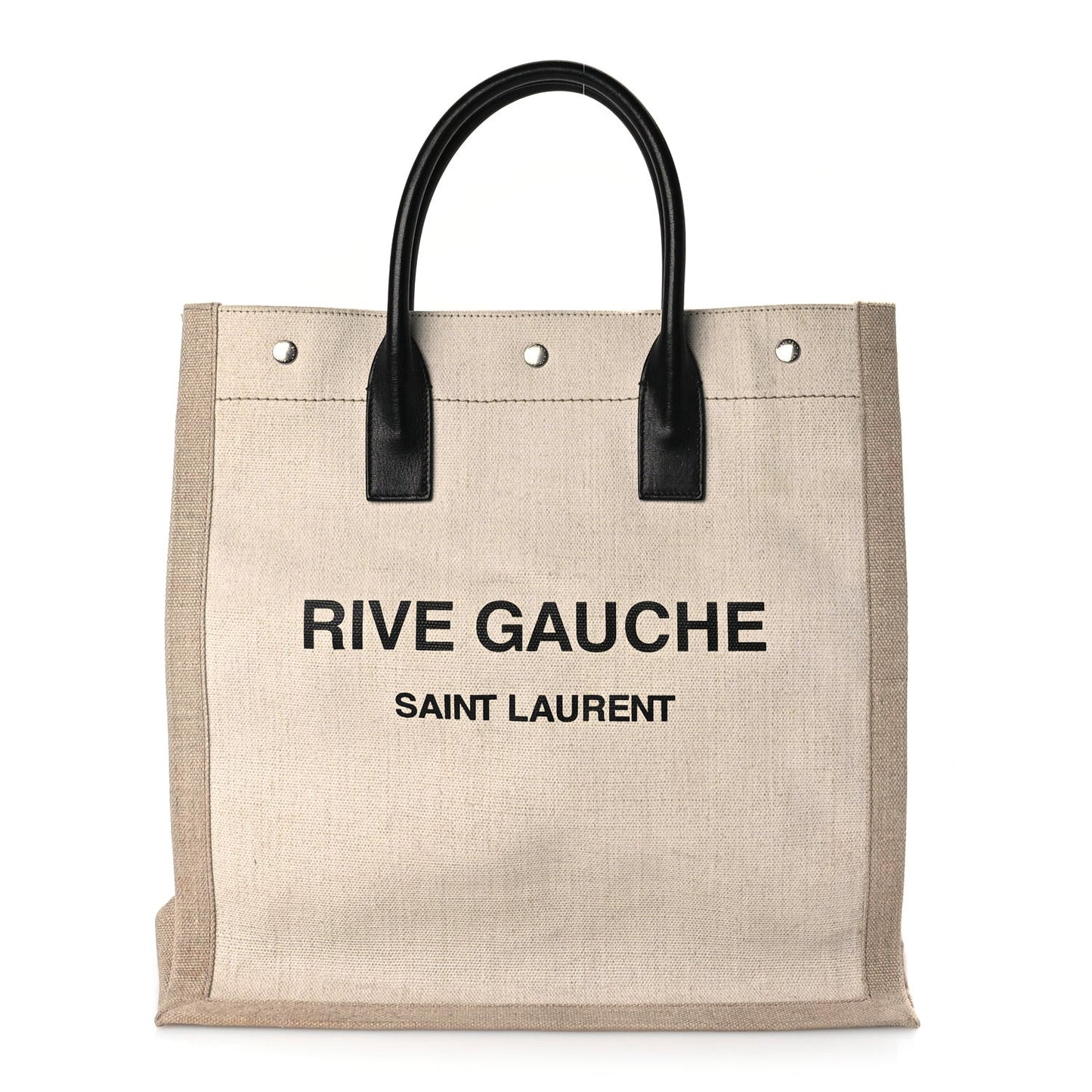 Linen Calfskin Rive Gauche North South Tote Optic White