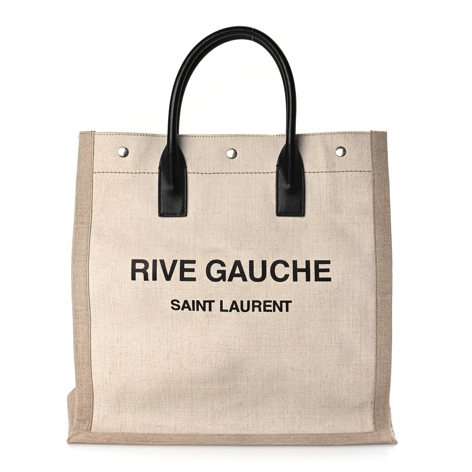 Saint Laurent Linen Calfskin Rive Gauche North South Tote Optic White 1 of 8