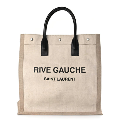 Saint Laurent Linen Calfskin Rive Gauche North South Tote Optic White 1 of 8