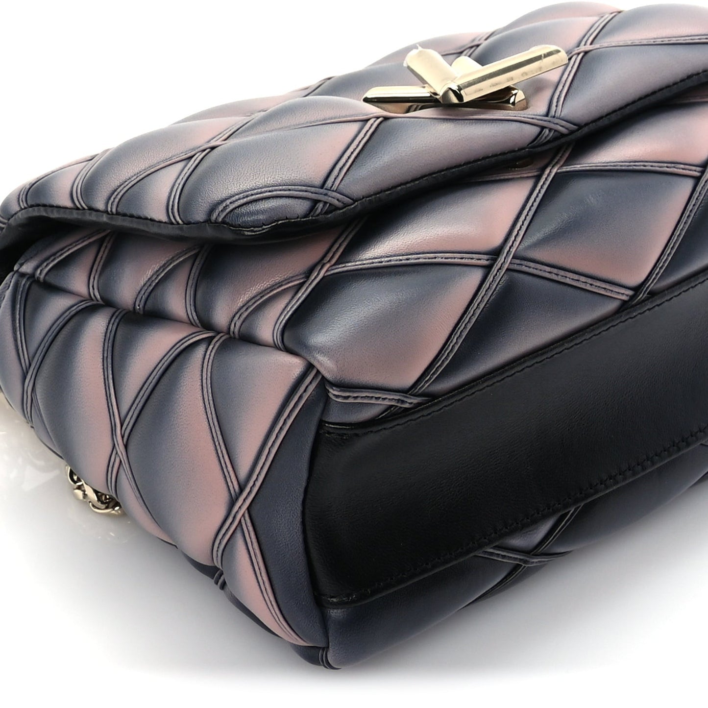 Lambskin Malletage Top Handle GO-14 MM  Black Pink