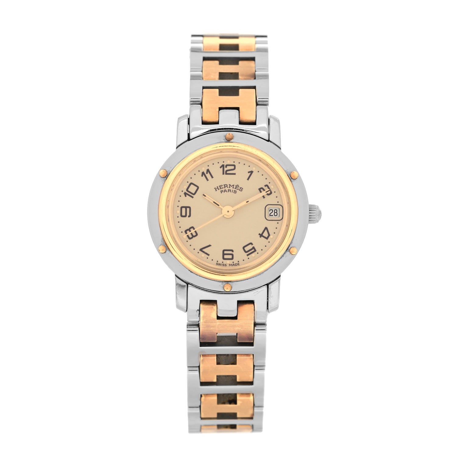 Hermes Stainless Steel 24mm Clipper Quartz Watch Gold 1 of 4