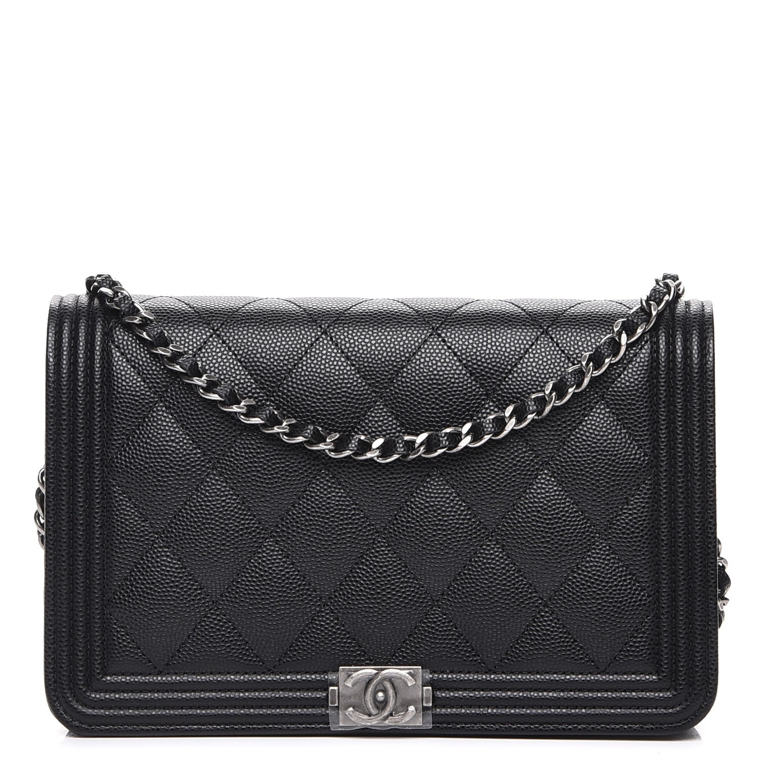 Chanel Caviar Quilted Boy Wallet On Chain WOC Black 1 of 8