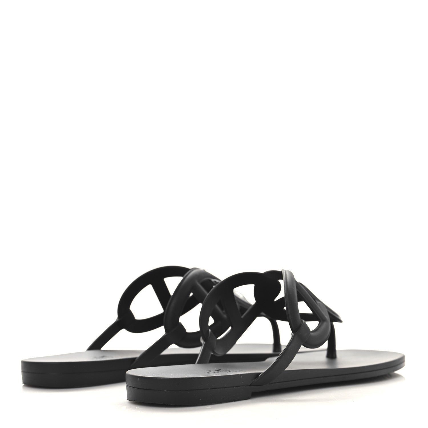 Hermes Rubber Womens Egerie Sandals 37 Black 5 of 7