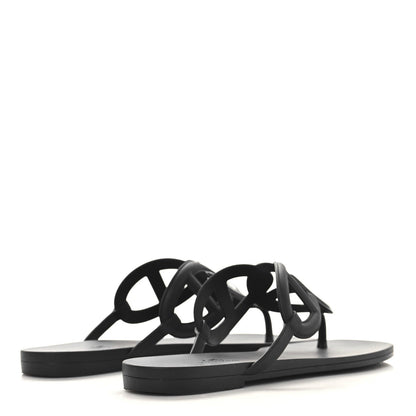 Hermes Rubber Womens Egerie Sandals 37 Black 5 of 7