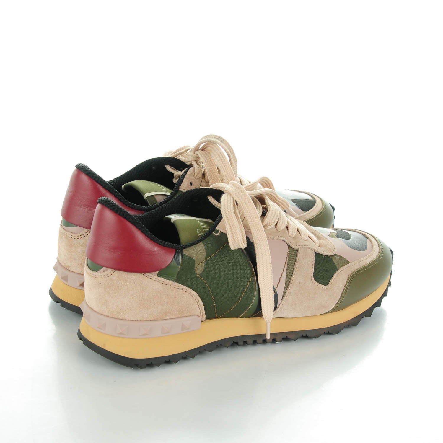 Valentino Garavani Fabric Suede Camouflage Womens Rockrunner Sneakers 37 Military Green 4 of 7