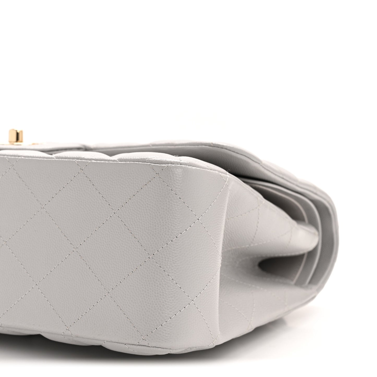 Caviar Quilted Jumbo Double Flap Grey