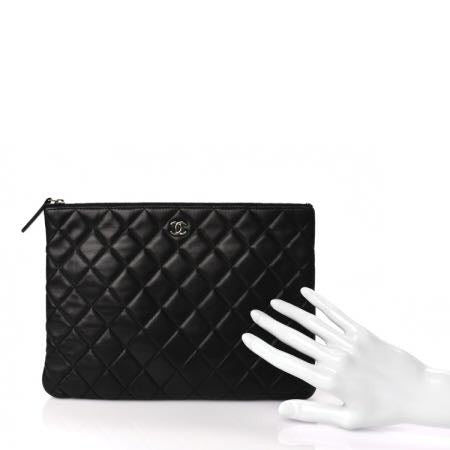 Chanel Lambskin Quilted Medium Cosmetic Case Black 2 of 11