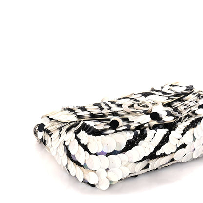 Gucci Satin Sequin Beaded Zebra Small GG Marmont Shoulder Bag  Black White 7 of 8