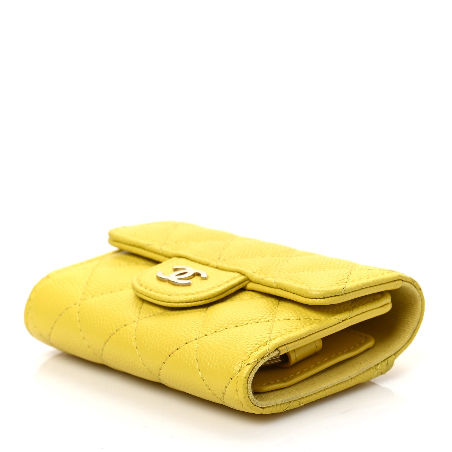 Caviar Quilted Classic 4 Key Holder Wallet Yellow