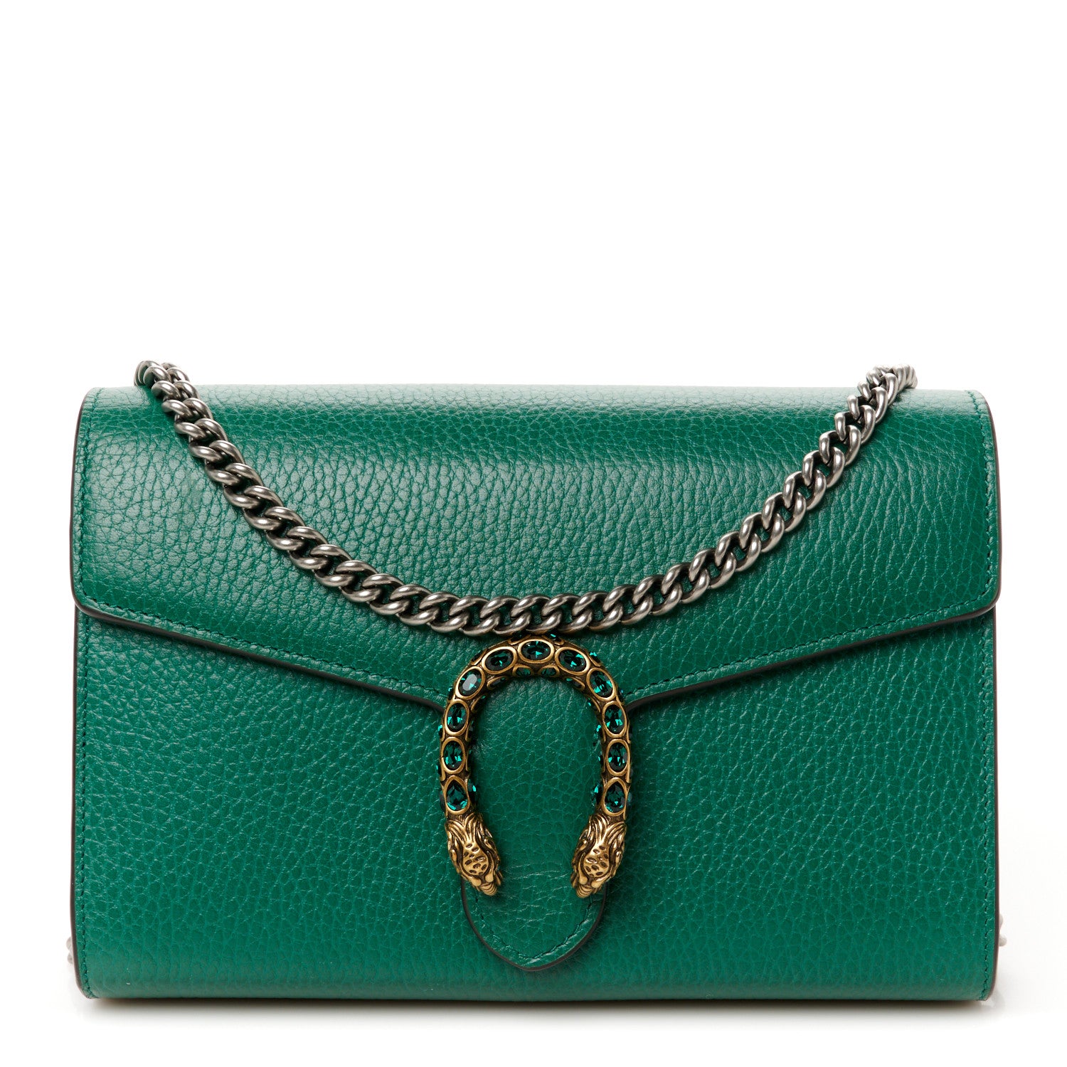 Gucci Calfskin Mini Dionysus Chain Wallet Emerald 1 of 11