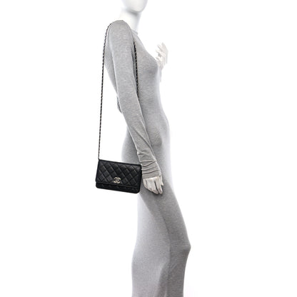 Chanel Caviar Quilted CC Logo Wallet on Chain WOC Black 3 of 12