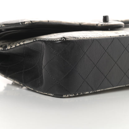 Chanel Lambskin Hand Painted Medium Double Flap Black 9 of 13