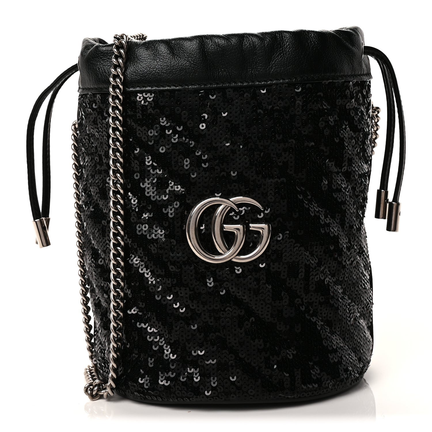 Gucci Sequin Mini GG Marmont 2.0 Bucket Bag  Black 1 of 8