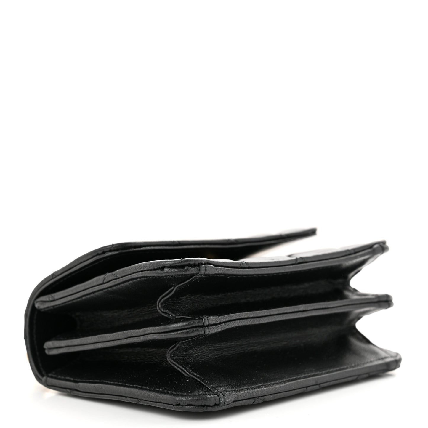 Lambskin Quilted Chain Top Handle Clutch With Chain Black