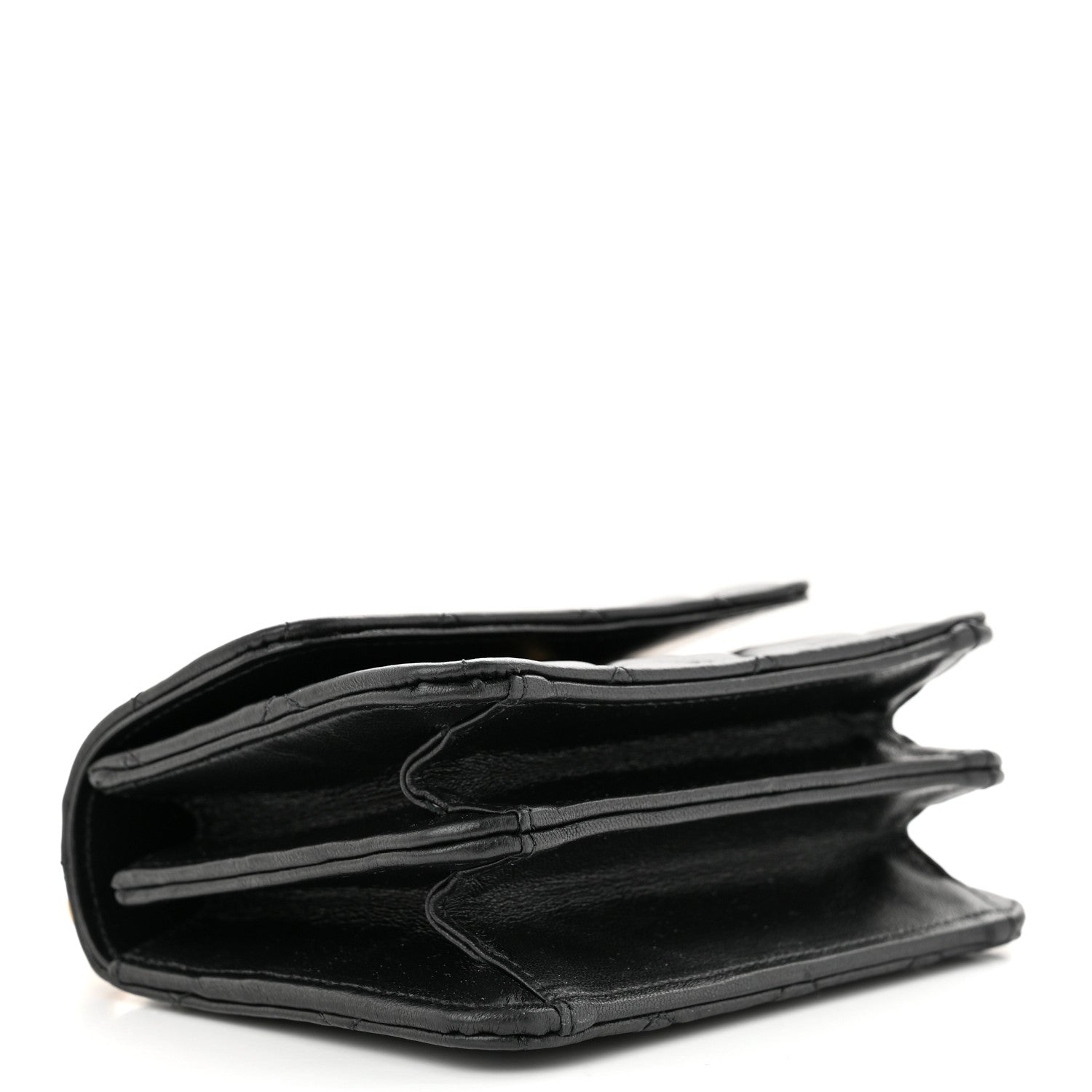 Chanel Lambskin Quilted Chain Top Handle Clutch With Chain Black 4 of 14