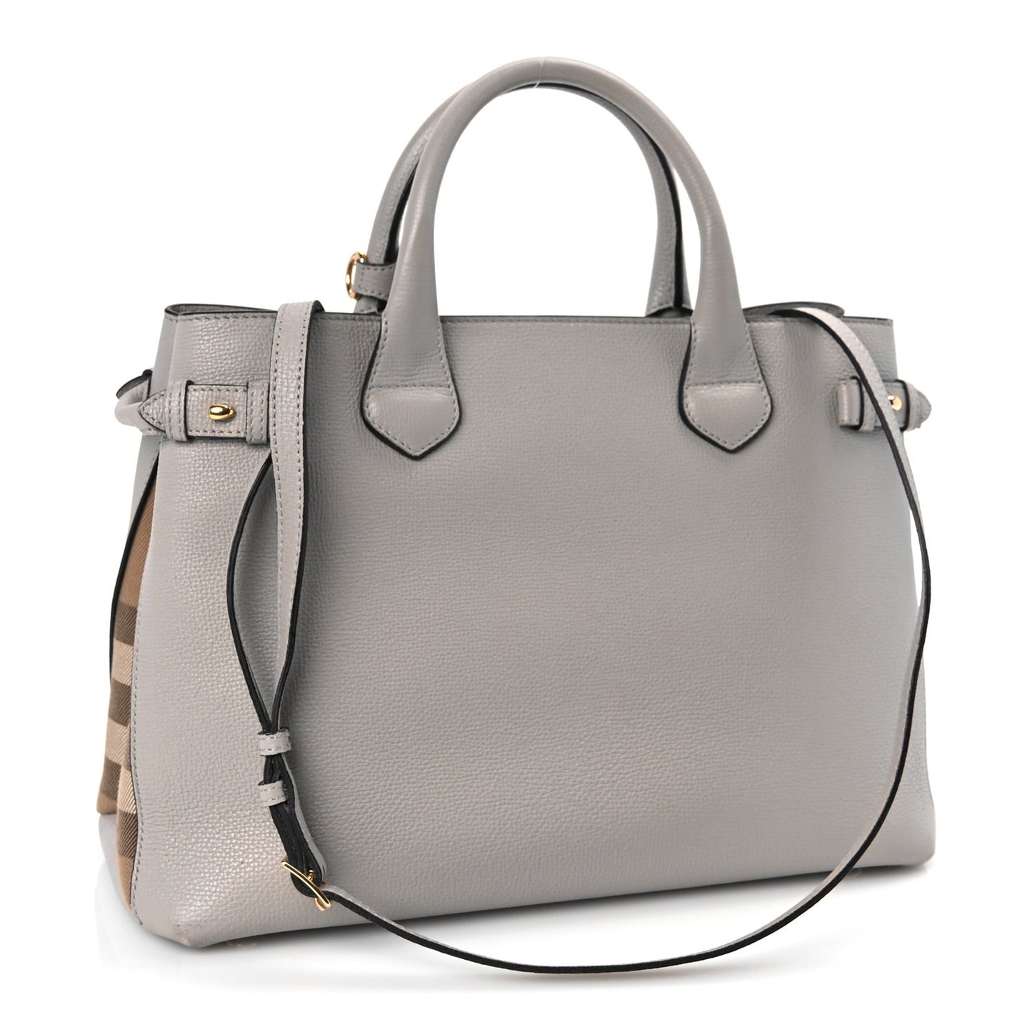 Derby Calfskin House Check Medium Banner Tote  Pale Grey